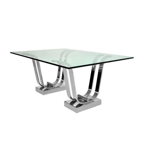  Dining Table Cairo 220x120x75cm silver Clear Glass