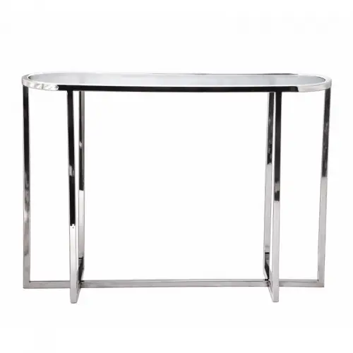 Console Table Harlow 100x30x71cm Oval silver Glass 