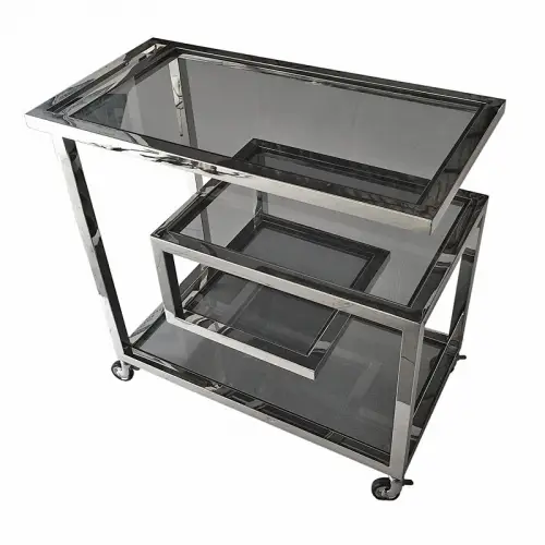 By Kohler  Bar Trolley Wesson 83x42x78cm silver Black Glass (110810)