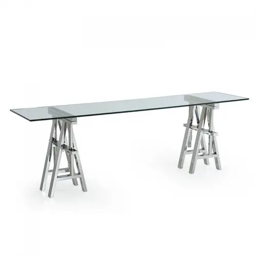  Table Colson 200x50x66/75.5cm SILVER Clear Glass