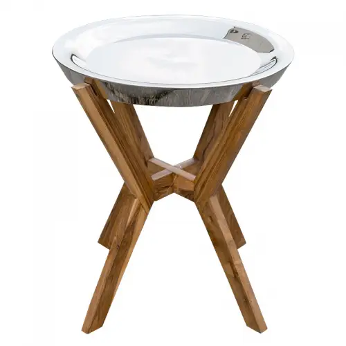  Side Table St. Tropez wood and silver top