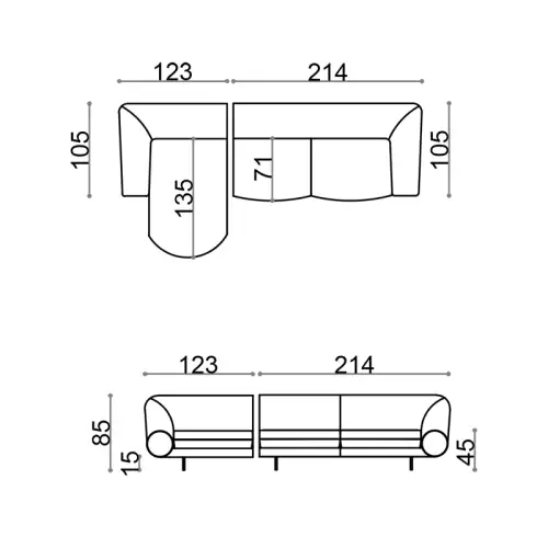 By Kohler  Bono 3-Seater Sofa with Daybed (201162)