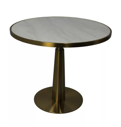  Dining Table Gold Faux Marble White 81x81x74cm